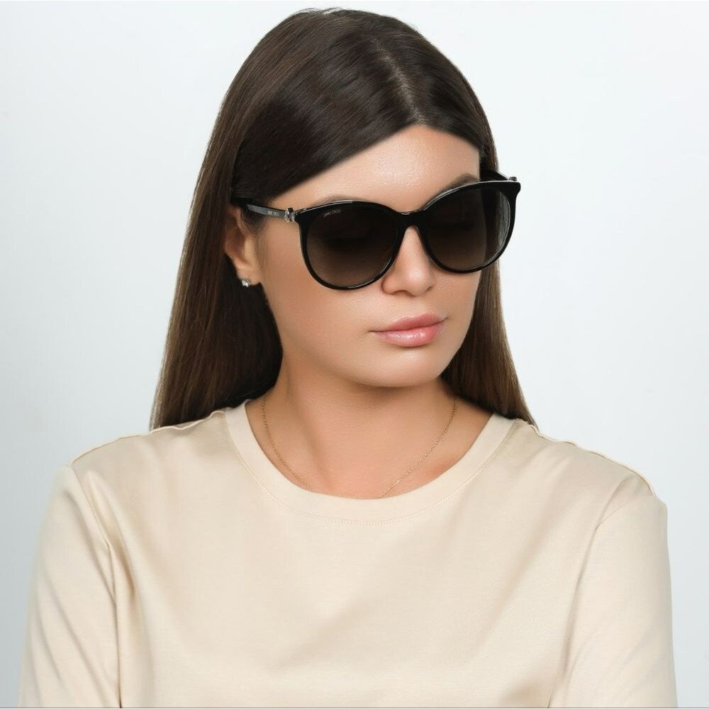 Jimmy Choo Black Glitter Silver Sunglasses 57-18-145 - Picture 3 of 5